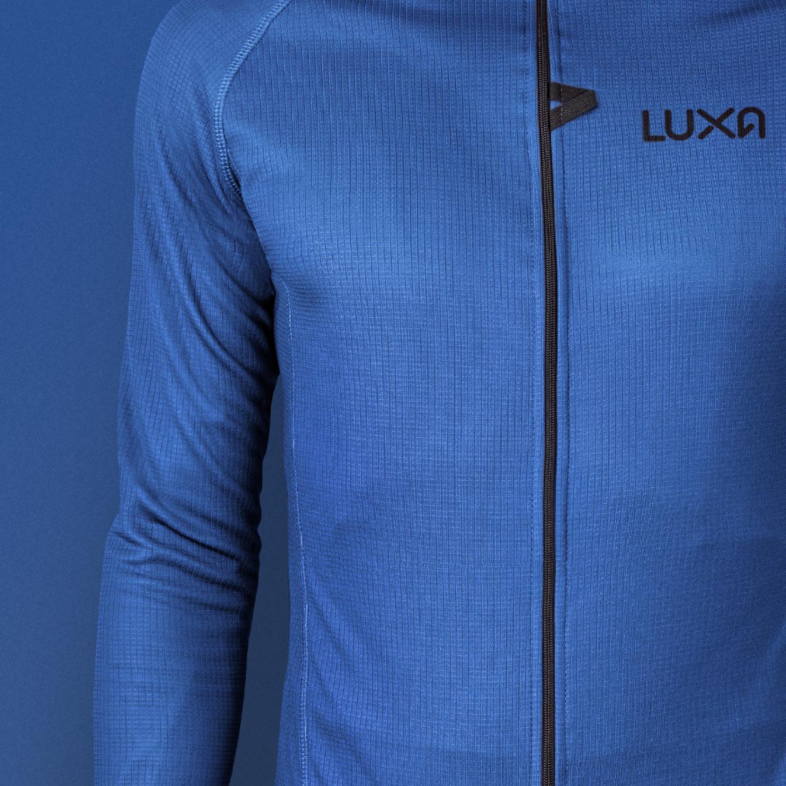 solid blue fall cycling long sleeve jacket insulated and warm made by Luxa in Europe
